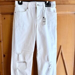 NWT Express Mid Rise White Ripped Boyfriend Jeans